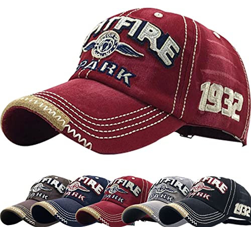 Enwokran Baseball Cap Herren, Unisex Retro Einstellbare Freizeit Mütze Stickerei Trucker Hut Verstellbare Sport Basecap (Weinrot)