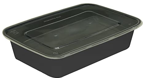 (Pack of 10pcs) - 500ML Plastic Food Container Black Base with Clear Lid - BPA Free Leakproof Reusable Food Tub Dishwasher/Freezer/Microwave Safe - Stackable Storage Containers for Meal Prep, Takeaway