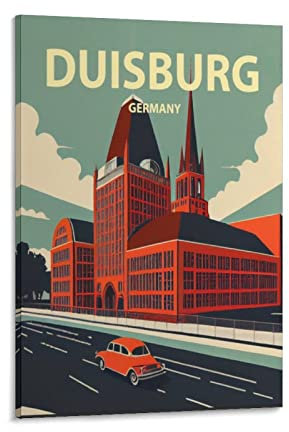 ONOTIO Duisburg Deutschland Vintage Reiseposter Landschaft 20 x 30 cm Wandkunst Bild Kunstdruck Leinwand Kunst Poster Modern Familie Schlafzimmer Dekor Poster