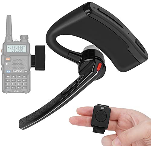 Walkie Talkie Bluetooth Headset with Noise Cancelling Mic 2 Pin Wireless Earpiece with Finger PTT Compatible with BaoFeng Kenwood Btech Radios & More(Not Compatible with Motorola/Midland)