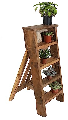 Casa Moro ASTI Plant Rack Flower Stand Ladder Shelf 5 Shelves Folding Plant Stand Made of Recycled Teak Wood