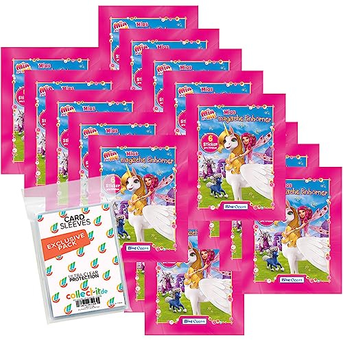 collect-it.de MY HOME OF CARDS + TOYS Exklusive Aufbewahrungshüllen im Bundle mit Mia and Me - Serie 8 - Mias Magische Einhörner - Sammelsticker - 20 Tüten