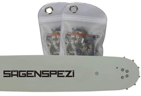 Sägenspezi Schwert mit 2 Vollmeißelketten 45 cm .325 68 TG 1,3 mm passend für Stihl Kettensägen 021 023 025 MS210 MS230 MS250 MS231 MS241 MS251