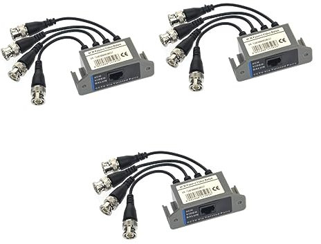 Hemobllo 3pcs 4ch Passive Video Transceiver to Cctv Camera Hard Plastic Metal 300m Range