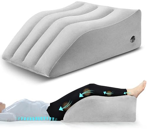 PleasurePeak Cuscino di sollevamento venoso, cuscino gonfiabile per sollevamento delle gambe, cuscino a cuneo comodo per il sonno, migliora la circolazione del sangue grigio, portabilità
