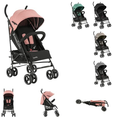 Passeggino KikkaBoo BEETLE, Passeggino da viaggio fino a 22 kg, Pieghevole, Leggero, Compatto, Rosa