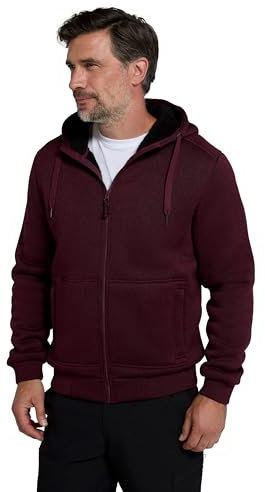 Mountain Warehouse Nevis Mens Fur Lined Hoodie - Soft Fleece Top, Warm, Comfortable, Adjustable Hood & Front Pockets Zip Up Hood – For Winter Walking & Jogging Burgundy 3XL