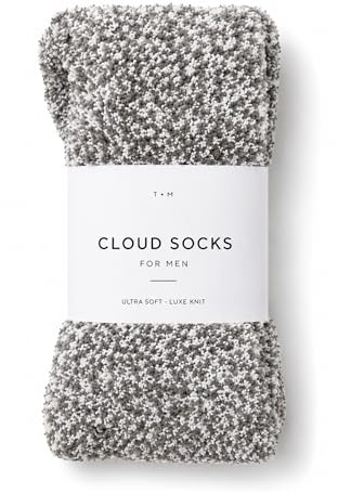 Unboxme Men's Fuzzy Cloud Socks - Ultra-Soft Plush, Warm Cozy Lounge & Bed Slipper Socks, Gift for Men, Easter Basket Stuffer, Heather Charcoal