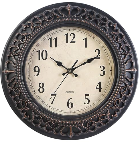 Vintage Wanduhr, 30cm Retro Dekorative Mit Arabisch Ziffern, Leise Ohne Tickgeräusche Batteriebetriebene Kleine Analog, Rustikal für Küche/Schlafzimmer/Esszimmer/Wohnzimmer