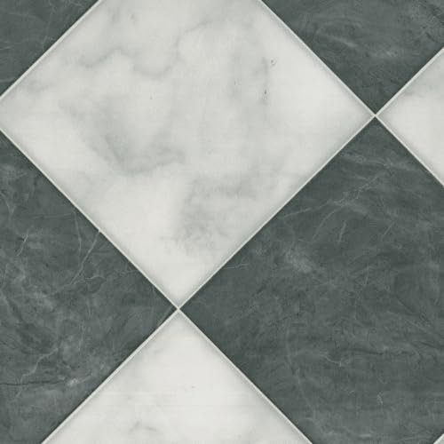 VINYL FLOORING UK Black & White Marble Effect Anti-Slip Vinyl Flooring forLivingRoom, Hallways, Kitchen, 2mm Thick Cushion Backed Vinyl Sheet, Waterproof Lino Flooring-2m(6'6) X 2m(6'6)-4m²