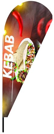 Oriflamme Goutte d'Eau Thème Kebab - Fraîcheur et Authenticité pour Votre Restaurant (3666905006010) (Sans pied)