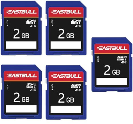 EASTBULL 5-Pack of SD Card 2GB Class 6 SD Card U1 V30 SDHC Memory Card 5-Pack for Camera, Full HD Video, with 5 Mini Cases (2 GB, 5 Pack)