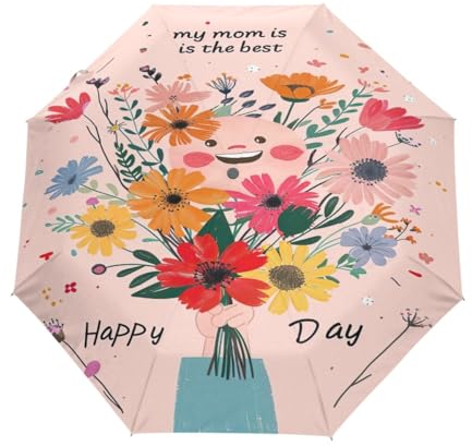 GAIREG Reise-Regenschirm, Motiv: Katzen auf Ballon, automatisches Öffnen und Schließen, kompakt, zusammenklappbar, Muttertag Meine Mutter ist die Beste, OneSize