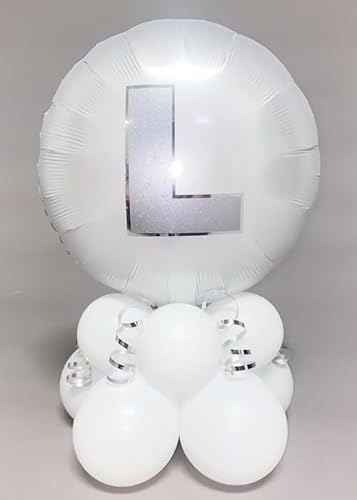 Struts Inflated Luxe White L Plate Table Centrepiece Hen Party Balloon Decoration 53cm