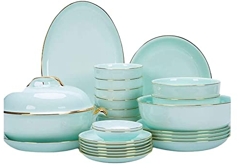Service de table en porcelaine anglaise - Service de table de fête - Service de table en porcelaine anglaise - Style européen - Service de table en porcelaine anglaise - Bols et assiettes - Service d