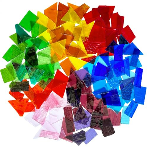 ILLUCKAI Bunte, transparente Buntglas-Schrotte, unregelmäßige Buntglasscheiben für Mosaik-Projekte, Mosaikfliesen, zum Basteln und als Heimdekoration