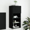 Sufrk Mueble TV con luces LED negro 40,5 x 30 x 90 cm, mueble TV con estante de pared, estantes abiertos y armario cerrado para salón y dormitorio, de aglomerado