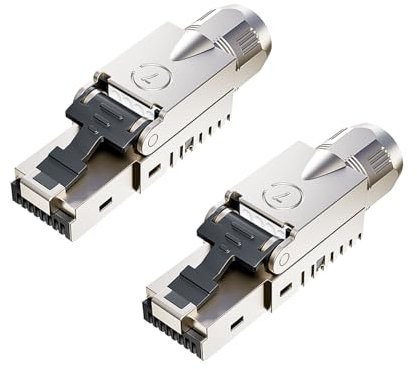 FGB 10 Gbps RJ45 CAT7 Netzwerkstecker LSA Geschirmt RJ45 Stecker Werkzeuglos für Verlegekabel 600MHz für Patchkabel Verlegekabel CAT7 CAT6A, 2 Stück