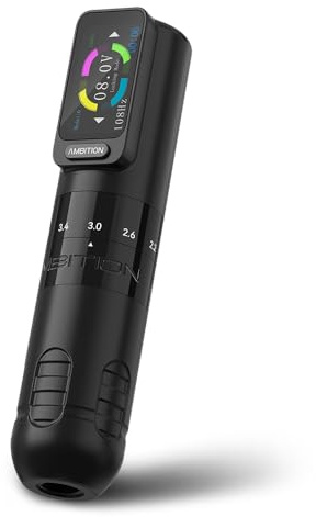Ambition Seher Rotary Tattoo Gun Wireless Tattoo Machine with 6 Strokes Length 2.2mm-4.2mm Coreless Motor with 2400mAh Battery for Professional Artist