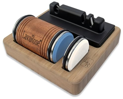 LavaRose Rolling Knife Sharpener kit, Diamond Steel, Easy Edge Magnetic Angle with Rolling Sharpening Discs. Premium Set. A Full Knife Sharpening Set