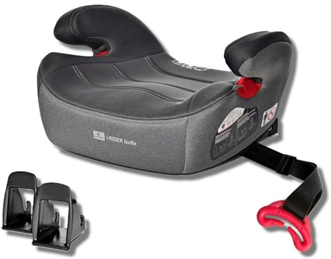 Seggiolino Rialzo Auto Isofix, Alzatina Auto Bimbi Isofix I-SIZE per bambini 6-12 anni, 125-150 cm, comodo e spazioso, seduta imbottita, ferma-cinture (grigio)