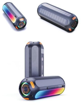 KALINI Pro Max Outdoor Speaker Portable Bass Bluetooth Speaker Waterproof Rugged 2x Solar Panels With Magnetic Back 5000mAh battery LED's. Rugged 30W RMS speaker