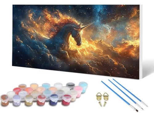 Peinture Numero Adulte Licorne Peinture Numero Ciel éToilé, Paint by Numbers Loisirs Créatifs Adultes Débutant avec 3 Pinceau et Pigment Acrylique pour Tableau Decoration Murale 80x160cm -lsy2506HY