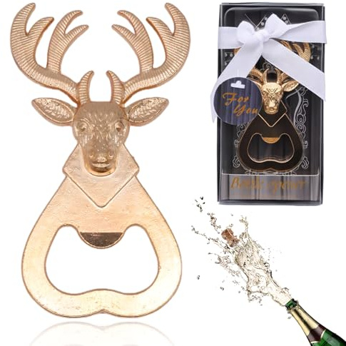 Flaschenöffner Hirsch, Goldener Bieröffner | Bierflaschenöffner Flaschenöffner Personalisiert zum Weihnachten, Kapselheber für Weihnachtsfeiern Bar Küche