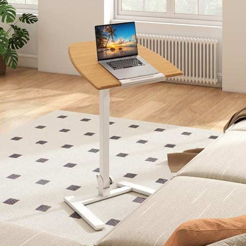 GIANTEX Beistelltisch höhenverstellbar 74-109 cm, Pflegetisch Betttisch mit versteckten Rollen, Stehtisch Laptoptisch mit 90° neigbarer Tischplatte, klappbares Stehpult, Krankenbett Beistelltisch