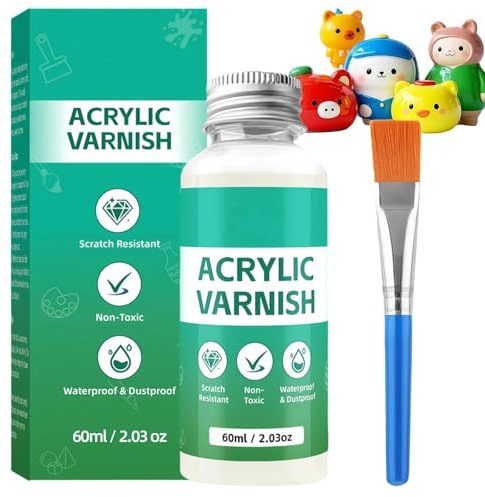 AuraBeen Acrylic Varnish - Air Drying Clay Glaze with Brush - Prevents Cracking & Yellowing, Waterproof High-Gloss Finish for Air Dry Clay, Pottery Crafts, Wood & Oil Painting, Scratch Resistant