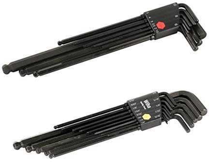 Wiha 36995 Ball End Hex-Inch and Metric L-Key Sets, 2-Pack