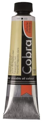 Cobra Artist Couleurs à l'huile mélangeables à l'eau - Jaune de Naples clair 222 - Tube de 40 ml - Peinture à l'huile professionnelle sans solvant