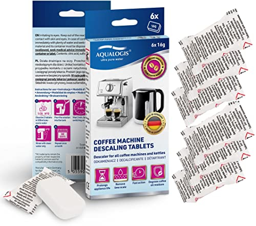 Universal Descaler - Pastiglie decalcificanti per macchinette da caffè con capsule, bustine, espresso automatiche e manuali, confezione da 6