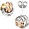 Paar Ohrstecker Knoten Knotenform 925 Silber teilvergoldet Ohrringe tricolor
