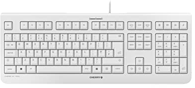 CHERRY KC 1000, Wired Keyboard, UK Layout (QWERTY), Plug & Play via USB Port, Flat Design, Whisper-Quiet Keystrokes, White-Grey