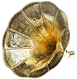 aubaho Trichter Grammophon Horn goldfarben mit Verzierungen im antik Stil