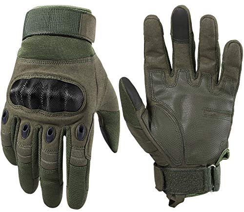 WTACTFUL Taktische Handschuhe Einsatzhandschuhe Tatical Gloves Herren Vollfinger Touchscreen Gilt für Kletter Radfahren Motorrad Jagd Motorradhandschuhe Geländewagen Arbeits Grün XL