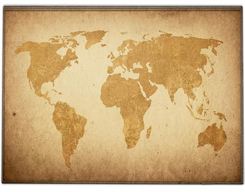 Silent Monsters Mouse Mat Small 10 x 8 inches / 24 x 20 cm, Brown Global Map, Stitched Edges, washable & rollable Mouse Pad, Gaming Home Office Mousemat, Mousepad non-slip & quiet, Desk Mat