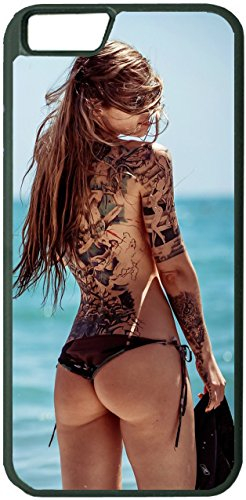 Yanteng Benutzerdefinierte Fall für iPhone 7 Plus iPhone 8 Plus (5,5 Zoll) Hot Tattoo Art Mädchen am Strand