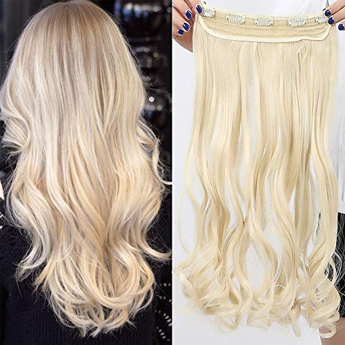 TESS Clip in Extensions Gewellt 73 cm, Blond Haarverlängerung 1 Teil 5 Clips Hair Extensions Clip in Synthetic Haarteil für Frauen