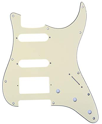 Musiclily Pro 11 Löcher HSS Strat Pickguard Gitarren Schlagbrett für American Modern Style Stratocaster E-Gitarre,3 lagig Crème
