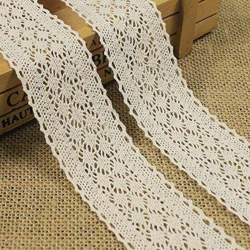 witgift 10 Meter Vintage Spitzenband Beige Spitzenborte Häkel-Borte Spitze Spitzenstoff Spitzenbordüre Karten Tagebuch Scrapbooking Geschenkbox Dekoband Nähen Handwerk Hochzeit Deko