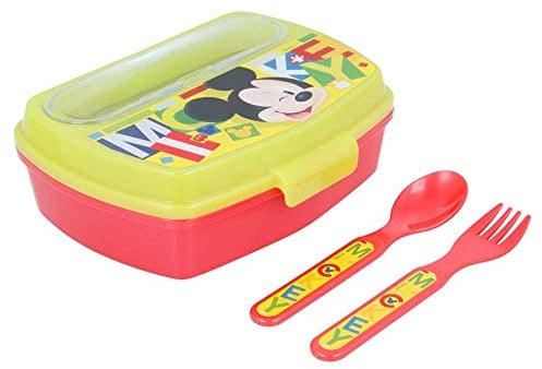 Stor Mickey Mouse - Sandwichera con Cubiertos, Multicolor, 16 x 13 cm
