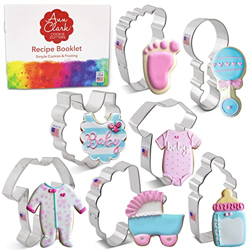 Ann Clark 7-Pc Baby Shower Cookie Cutter Set (Onesie, Footie Pajamas, Bottle and More) Made in USA