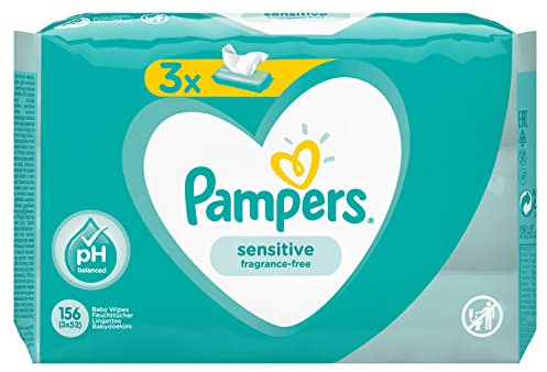 Pampers Lingettes Bébé Sensitive, 3 x 52 lingettes