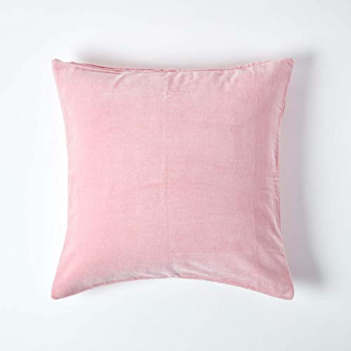 Homescapes Samt-Kissenhülle, rosa, weicher Zierkissenbezug 60 x 60 cm, Dekokissenhülle für Zierkissen und Sofakissen mit verdecktem Reißverschluss