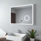 EMKE LED Badspiegel 80x60cm Badezimmerspiegel mit Beleuchtung Lichtspiegel Wandspiegel mit Touchschalter, Beschlagfrei, Uhr, 3-Fach Vergrößerung