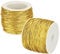 SNAGAROG 2 Rotoli Cordoncini Elastici Metallici Scintillante Filo Dorato per Decorazioni Larghezza 1 mm Cordoncino Color Oro Spago Dorato 25m per Confezioni Regalo Decorazioni Produzione Perline