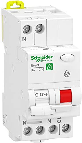 Schneider Electric - Resi9 - disjoncteur détecteur d'arc - 1P+N - 16A - Courbe C - peignable - R9PTC616