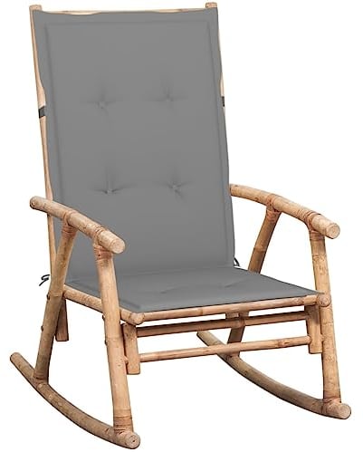vidaXL Schaukelstuhl mit Auflage Schaukelsessel Gartenmöbel Stuhl Sessel Terrasse Schwingsessel Relaxstuhl Gartenstuhl Innen Außen Bambus